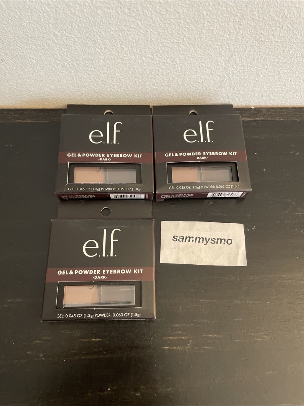 e.l.f. elf Gel & Powder Eyebrow Kit DARK with Brush and Mirror New x3